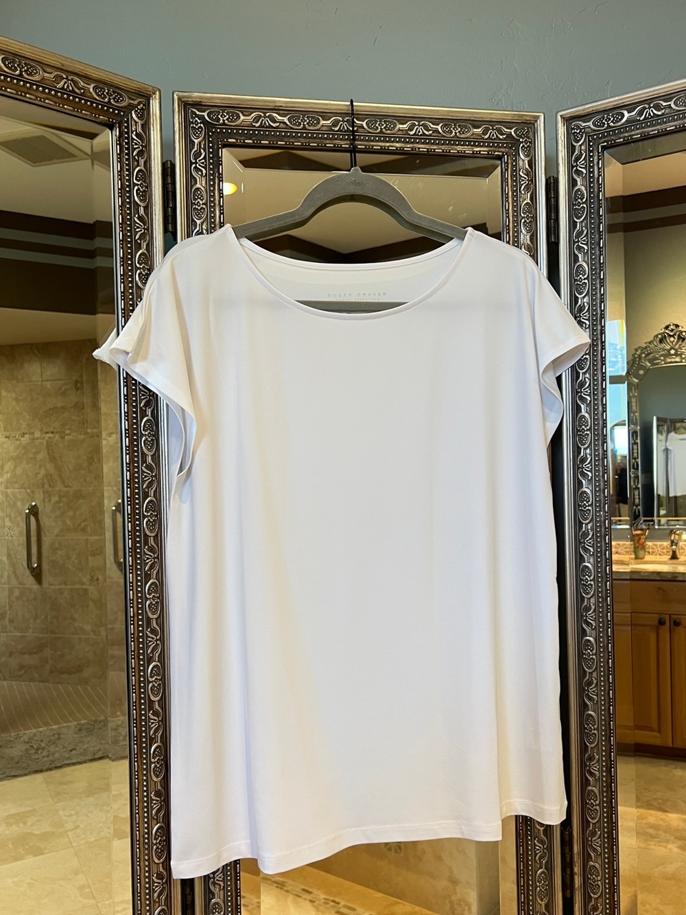 Susan Graver Modern Essentials Liquid Knit Boatneck Túnic - White - Sz MP